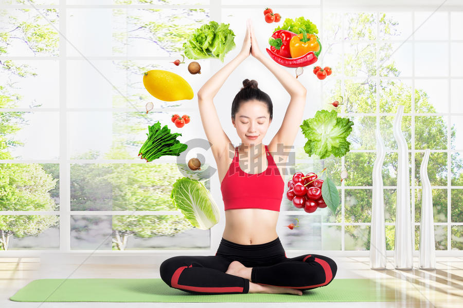 健康果蔬瑜伽健身图片素材免费下载