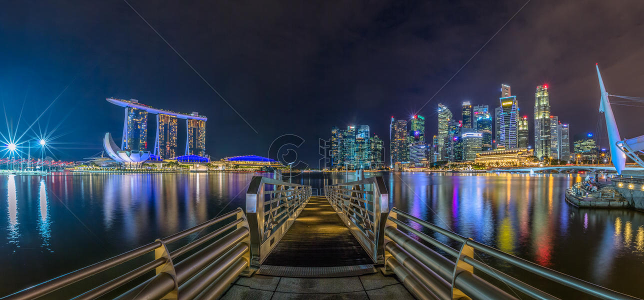 新加坡滨海湾全景图片素材免费下载