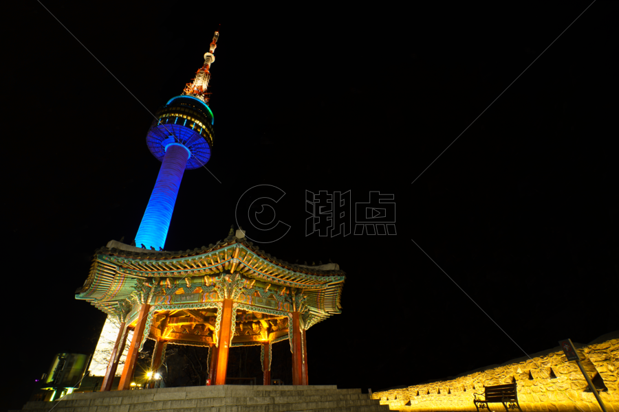 韩国首尔塔夜景图片素材免费下载