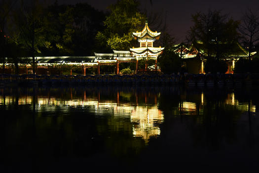 冬季夜游翠湖公园图片素材免费下载