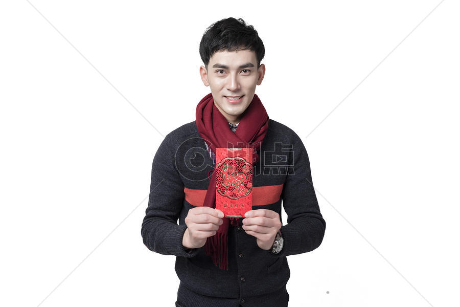 新年男士人像拿着红包图片素材免费下载