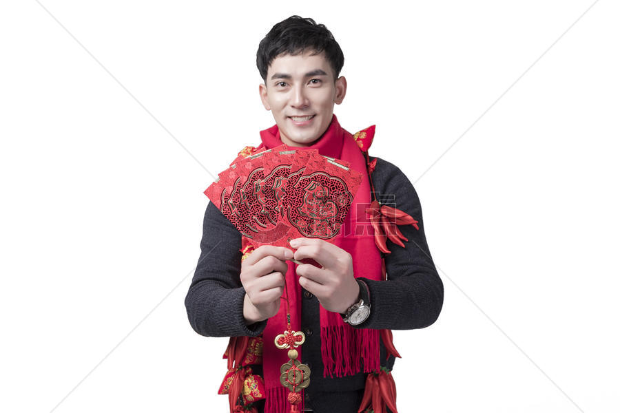 新年喜庆男士人像手持红包图片素材免费下载