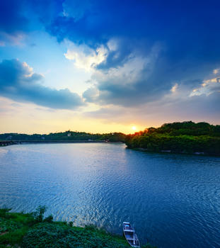 重庆双龙湖夕阳图片素材免费下载
