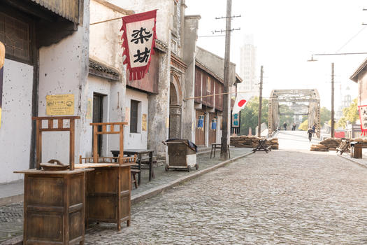 上海车墩影视基地街道环境图片素材免费下载