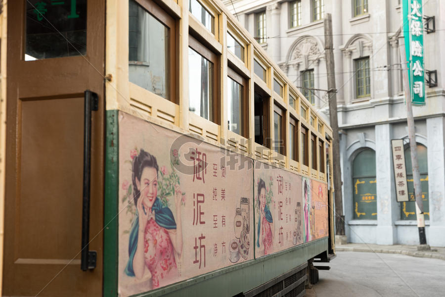 老上海电车特写图片素材免费下载