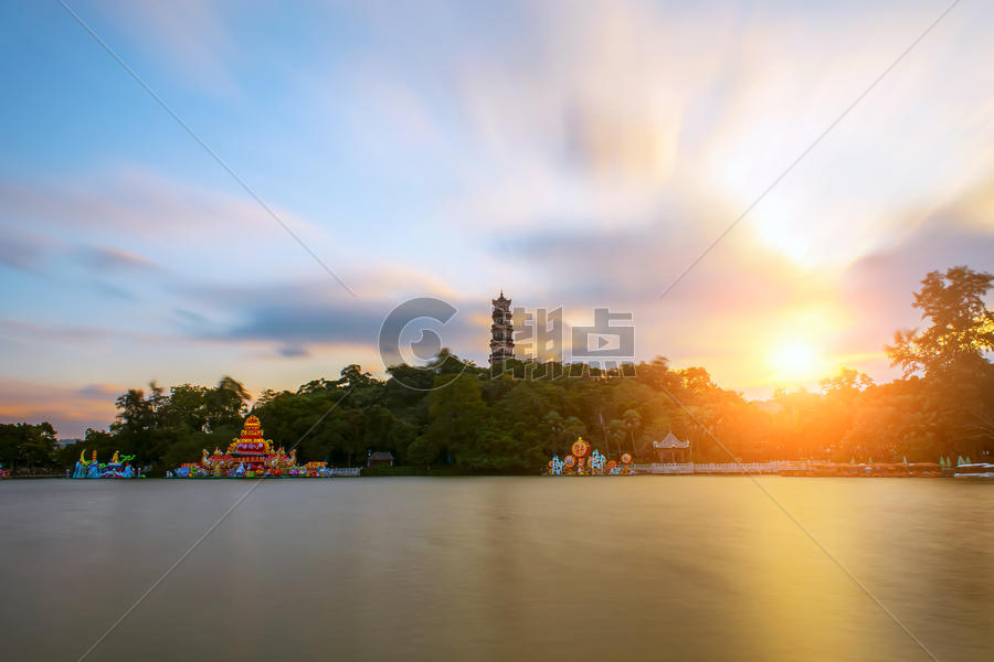 广东惠州西湖落日背景图片素材免费下载
