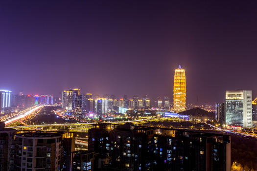郑州城市建筑夜景图片素材免费下载
