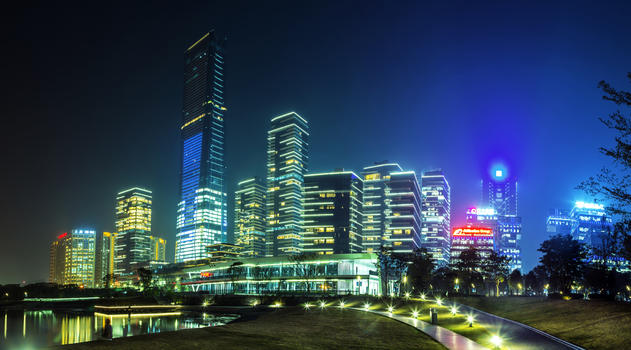 城市建筑LED灯饰夜景图片素材免费下载