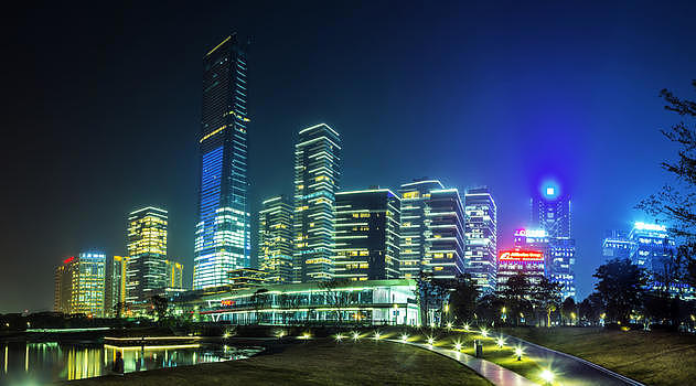 城市建筑LED灯饰夜景图片素材免费下载