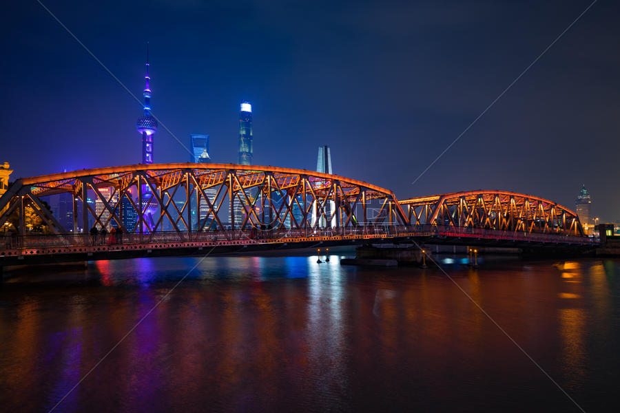 上海外白渡桥夜景图片素材免费下载
