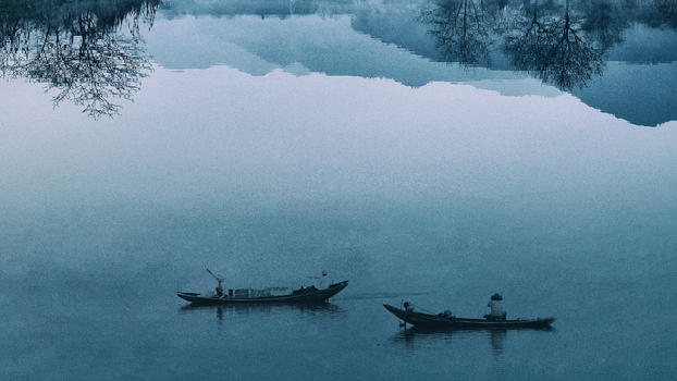 充满中国风韵味的水墨山水田园图片素材免费下载