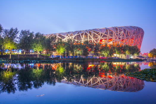 北京国家体育场（鸟巢）倒影图片素材免费下载