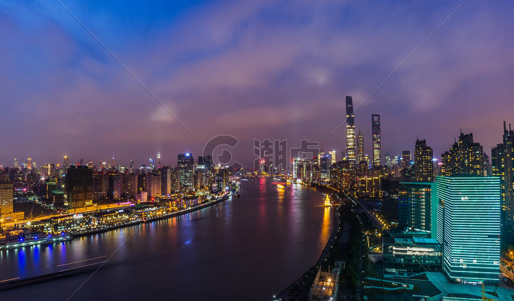 上海黄浦江城市夜景风光图片素材免费下载