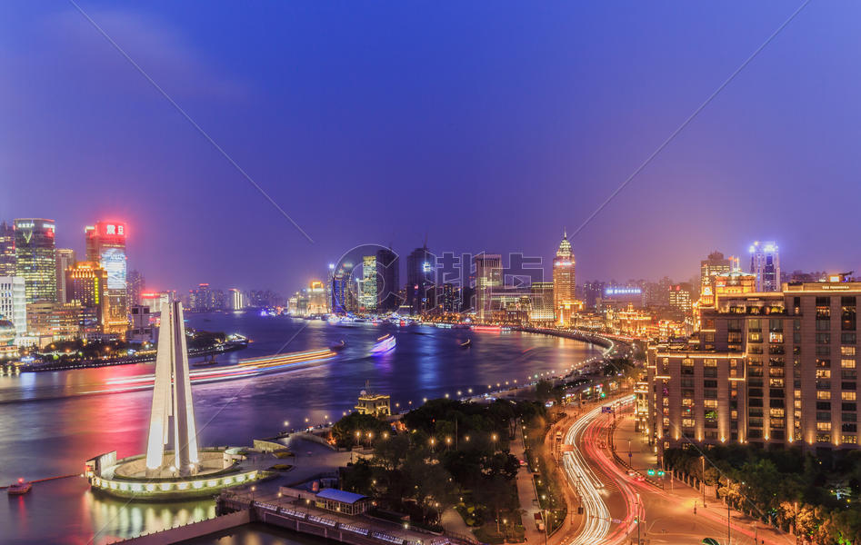 上海外滩美丽的夜景图片素材免费下载