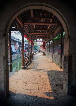 著名旅游景区西塘古镇长廊图片素材免费下载