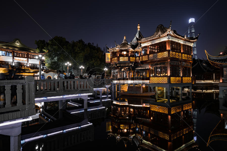 上海城隍庙旅游区夜景图片素材免费下载