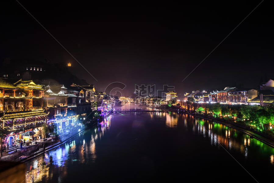 湖南凤凰古镇夜景图片素材免费下载