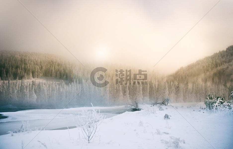 清晨充满中国风意境的美丽景色图片素材免费下载