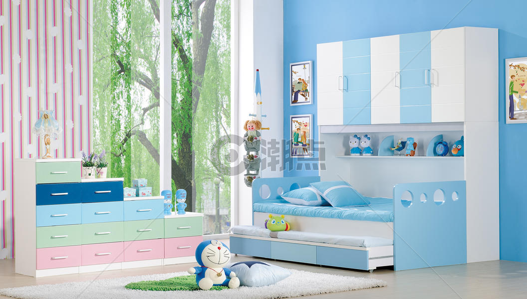 彩色儿童房效果图图片素材免费下载
