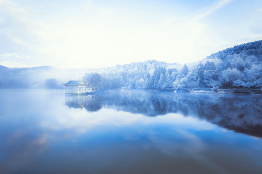 庐山如琴湖冰雪摄影图片图片素材免费下载