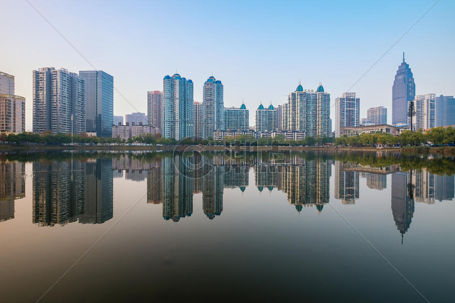 武汉城市风光倒影图片素材免费下载