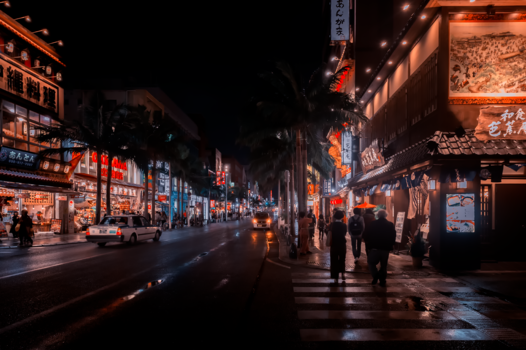 日本冲绳街头夜景图片素材免费下载
