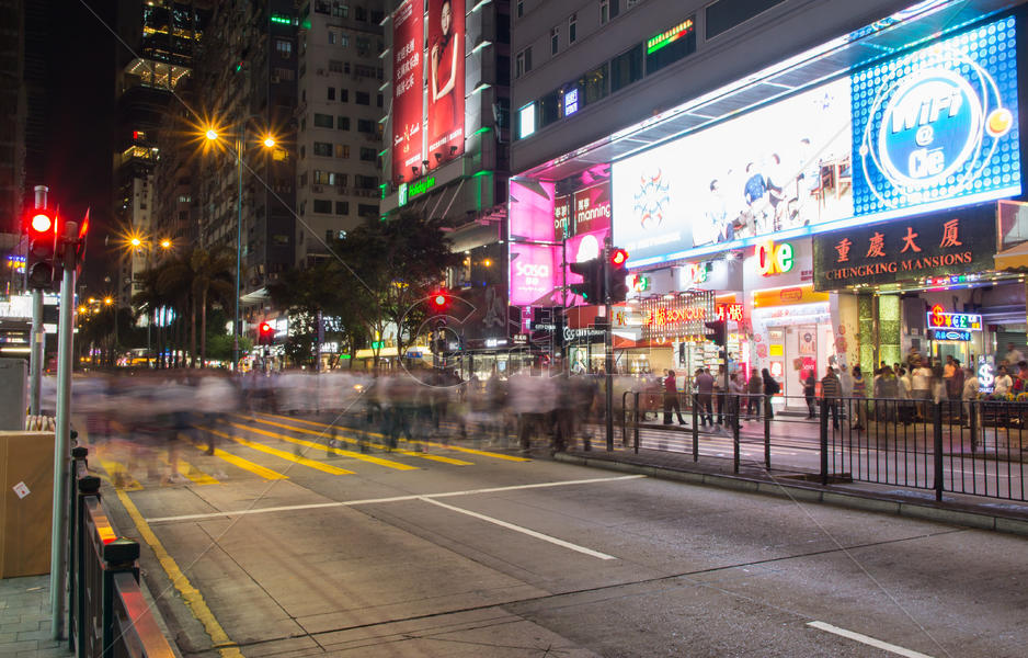 香港繁华的街头重庆大厦图片素材免费下载