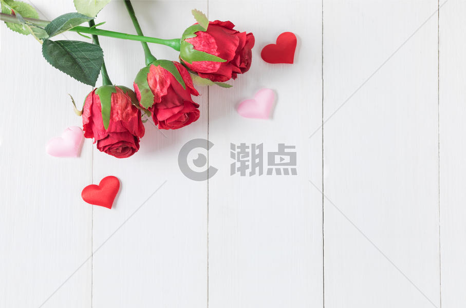 情人节玫瑰花爱心静物背景图片素材免费下载