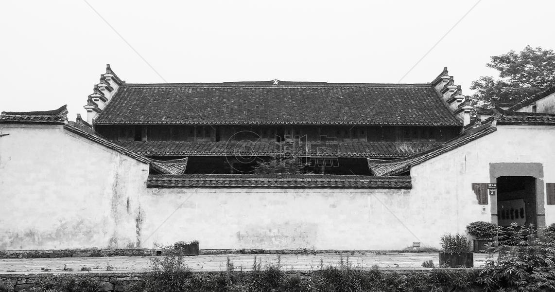 黑白中国风宅院建筑图片素材免费下载