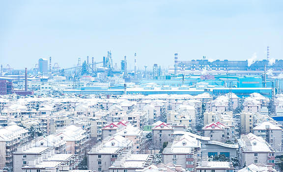上海工厂居民楼雪景图片素材免费下载