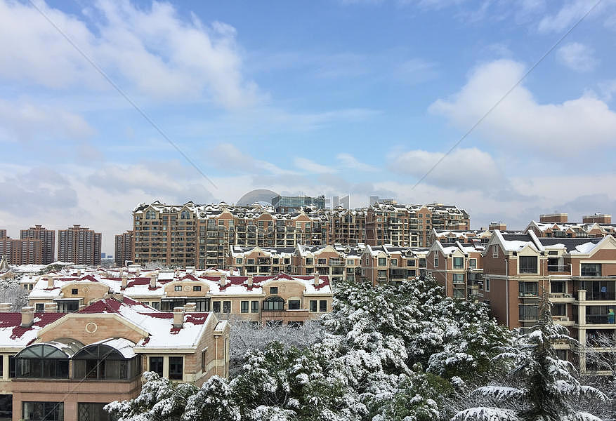 雪后小区的风景图片素材免费下载