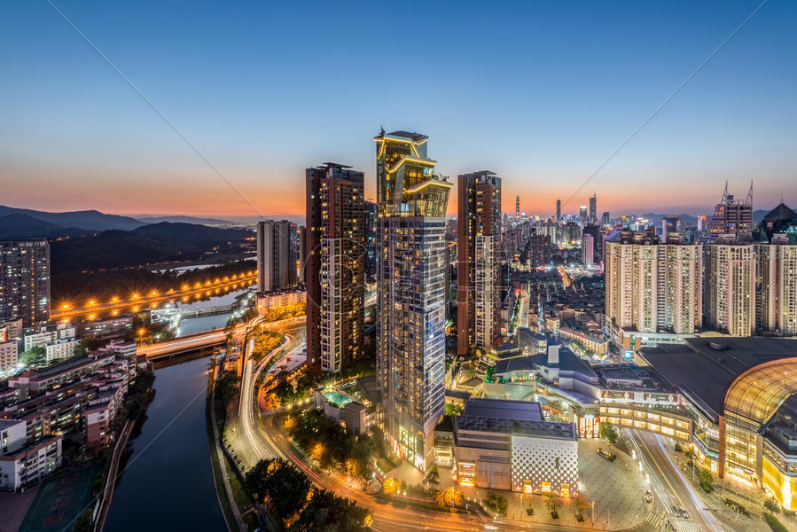 深圳罗湖城市建筑夜景图片素材免费下载
