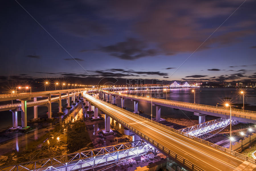 星海湾大桥夜景图片素材免费下载
