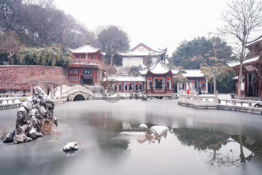 武汉黄鹤楼公园雪景图片素材免费下载