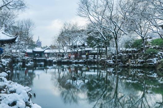 拙政园雪景图片素材免费下载