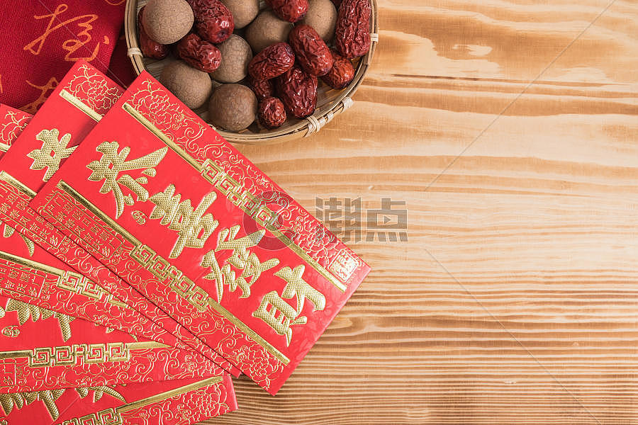 春节红包和食物图片素材免费下载
