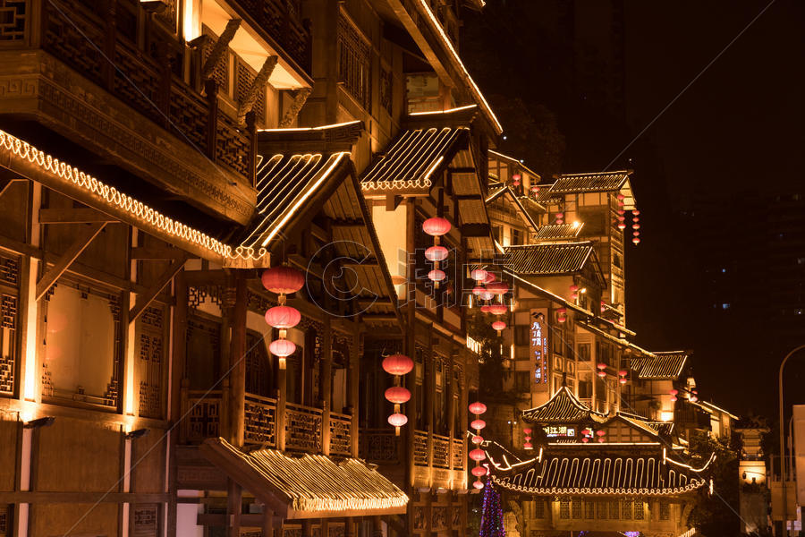 重庆洪崖洞建筑夜景图片素材免费下载