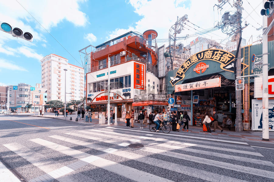 日本冲绳 商业街图片素材免费下载