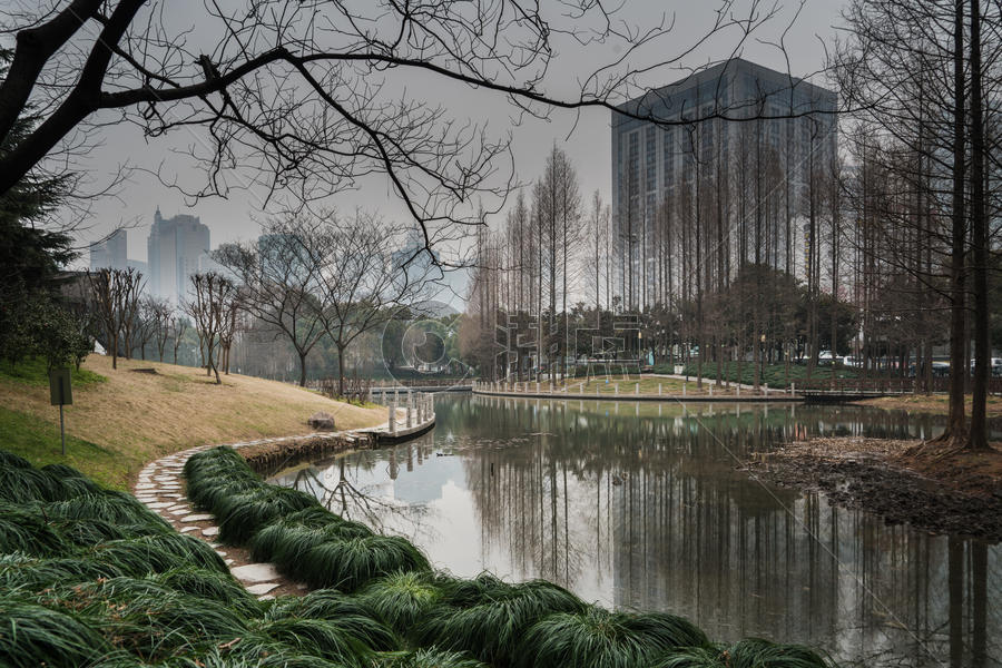 上海塘桥公园水景图片素材免费下载
