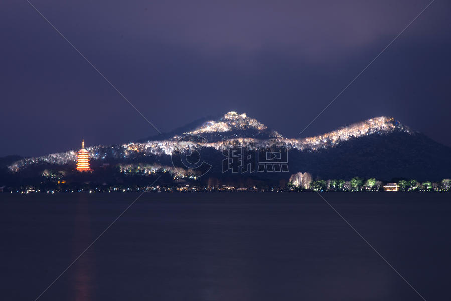 西湖夜景 雷峰塔图片素材免费下载