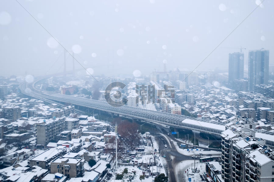 鹦鹉洲长江大桥雪景图片素材免费下载