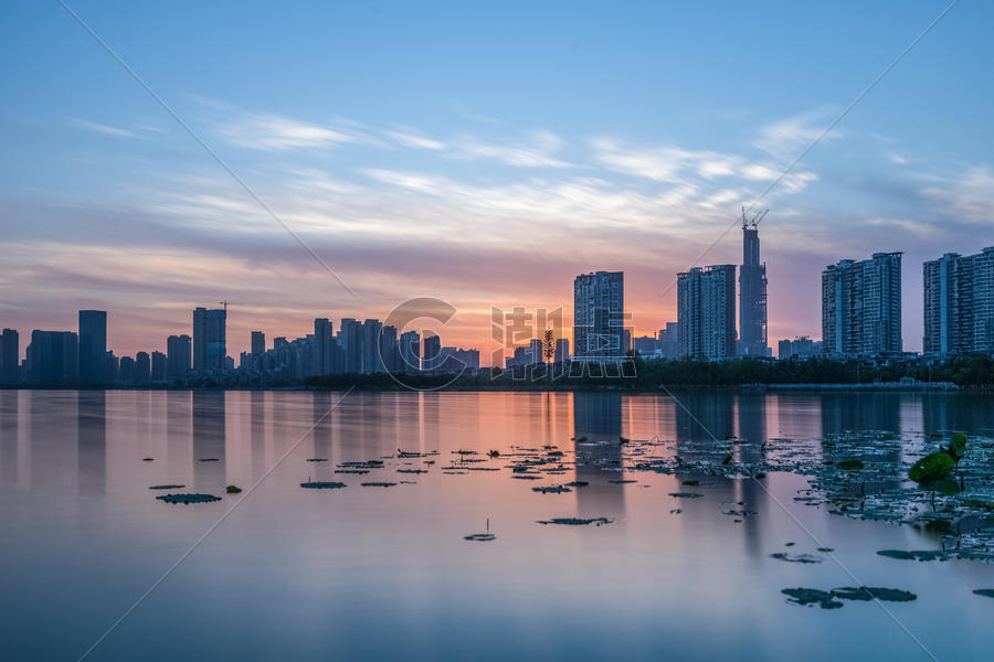 武汉城市湿地晚霞背景图片素材免费下载