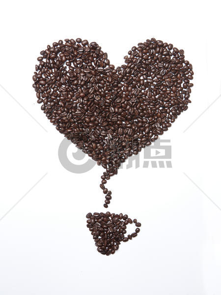 咖啡豆组成咖啡爱情象征图片素材免费下载