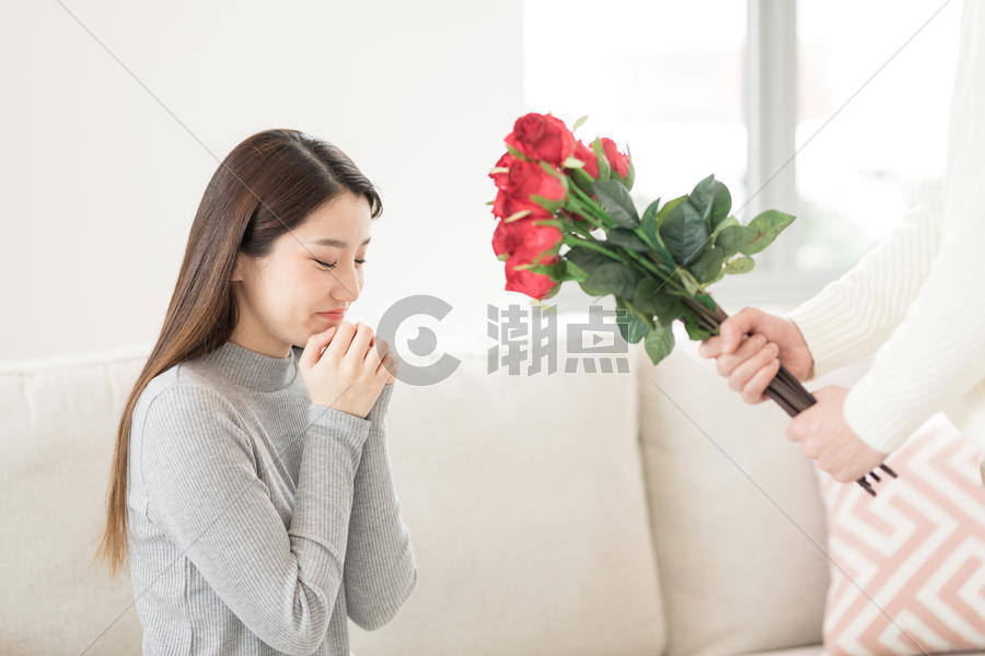 情人节男生送女生玫瑰花图片素材免费下载