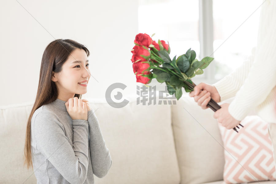 情人节男生送女生玫瑰花图片素材免费下载
