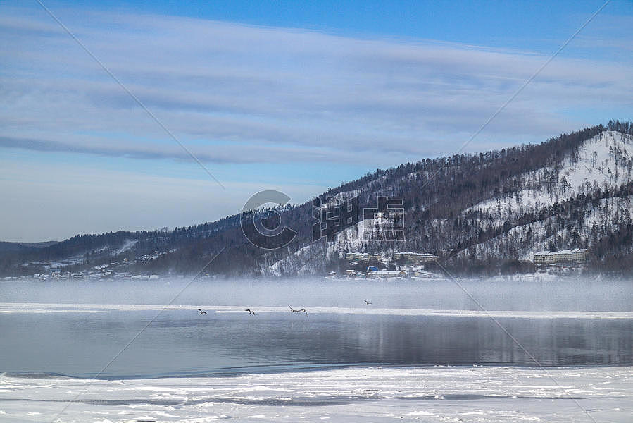 冬季像仙境一般的湖景图片素材免费下载