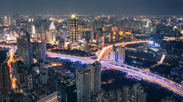 上海延安高架夜景图片素材免费下载