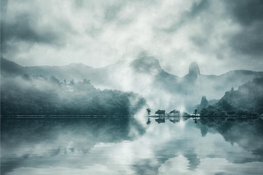 充满中国风意境的雾气照片图片素材免费下载