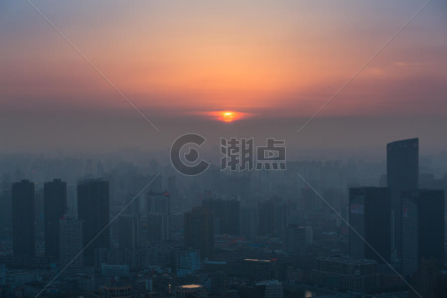 上海日落黄昏城市全景图片素材免费下载
