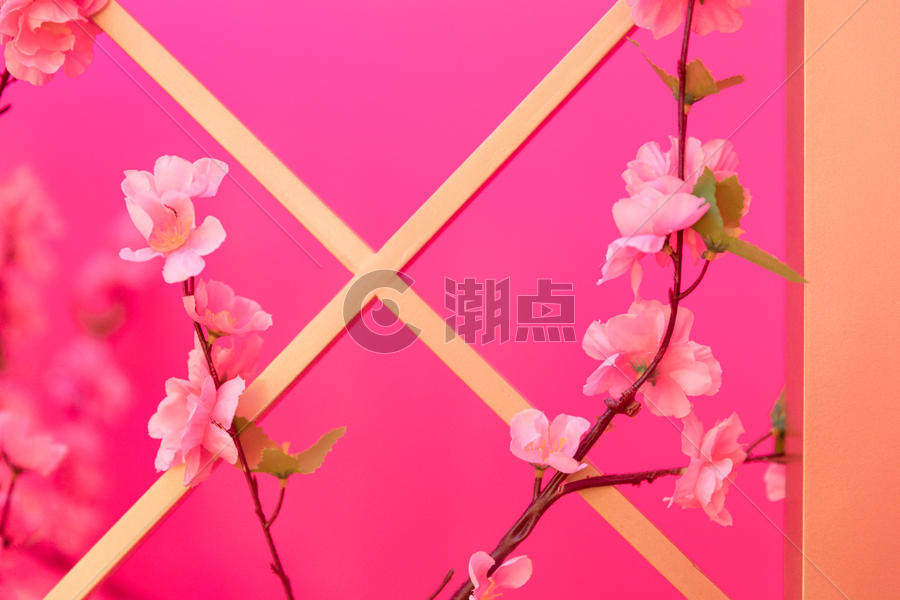新春喜庆红色桃花装饰图片素材免费下载
